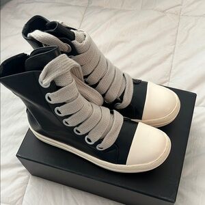 Stylish Black and White High-Top Sneakers